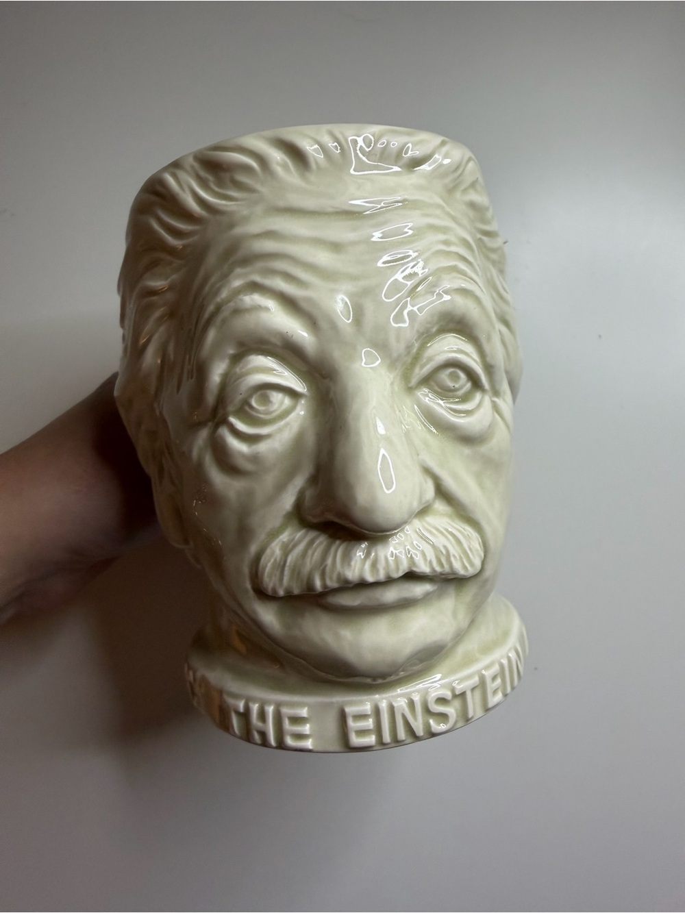 Rare Fitz and Floyd Cream Ceramic Einstein Head Sculpture Mug